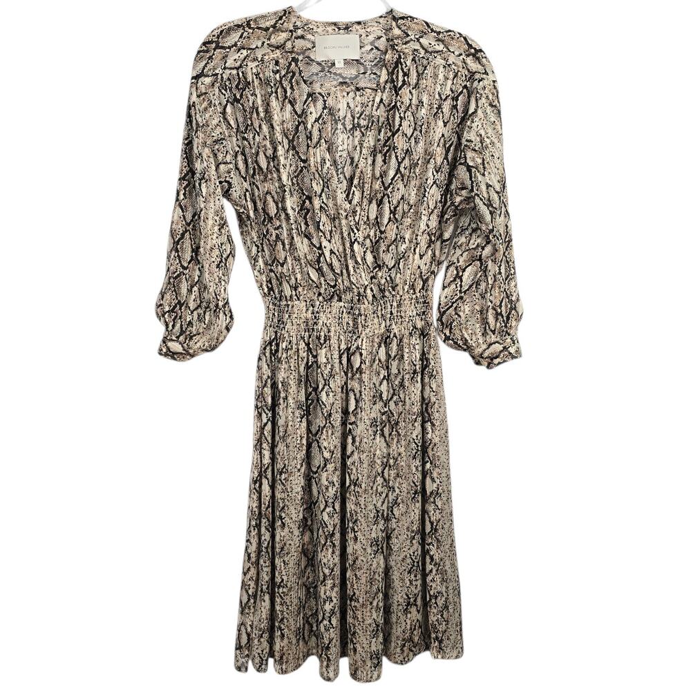 Brochu Walker Olivia Metallic Python Snake Print Midi Dress XS Blousan Luxe